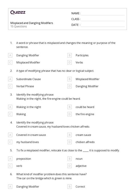 Image result for Dangling Modifier Practice Test