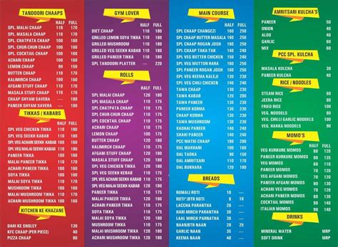 Menu at PCC Punjabi Chaap Corner, Delhi, E - 361