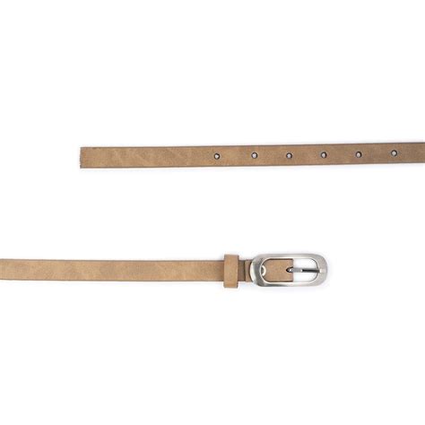 Buy Light Brown Womens Skinny Belt With Oval Buckle 1.5 Cm