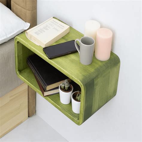 WOODCHES Floating Nightstand Wooden Bedside Table Nightstand Shelf ...