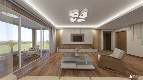 居住空间设计 - 现代风格三室两厅装修效果图 - 周设计效果图 - 躺平设计家