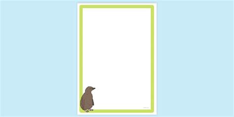 Simple Blank Yellow Eyed Penguin Chick Page Border | Twinkl
