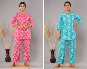 KRATI CREATIONS Women Printed Blue Night Suit Set Price in India - Buy ...
