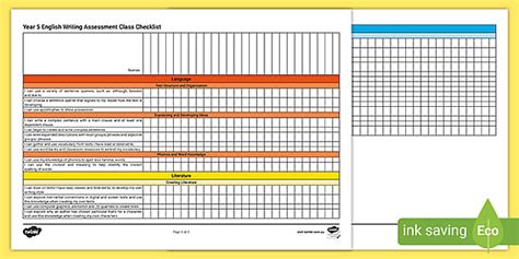 Victorian Curriculum Year 5 Writing 'I can' Statements