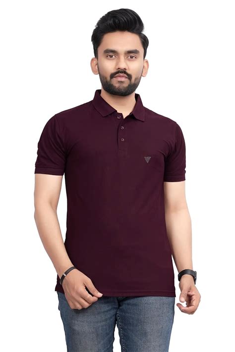 Buy Divra Clothing Men's Solid Regular Fit Polo Wine at Amazon.in