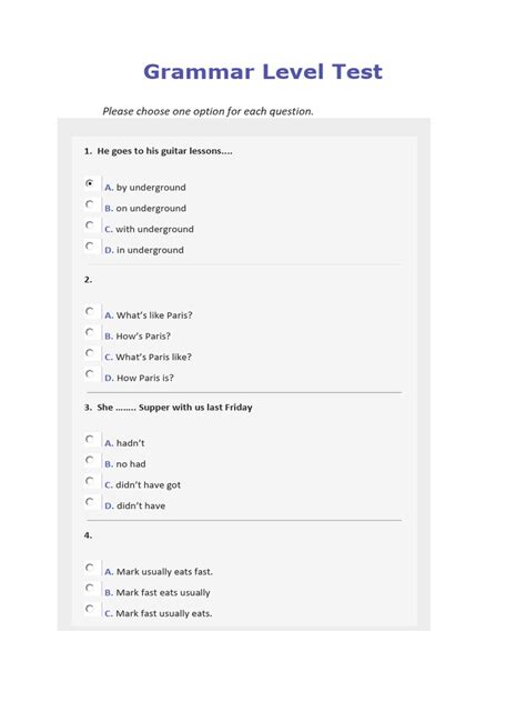Image result for English Grammar Level Test