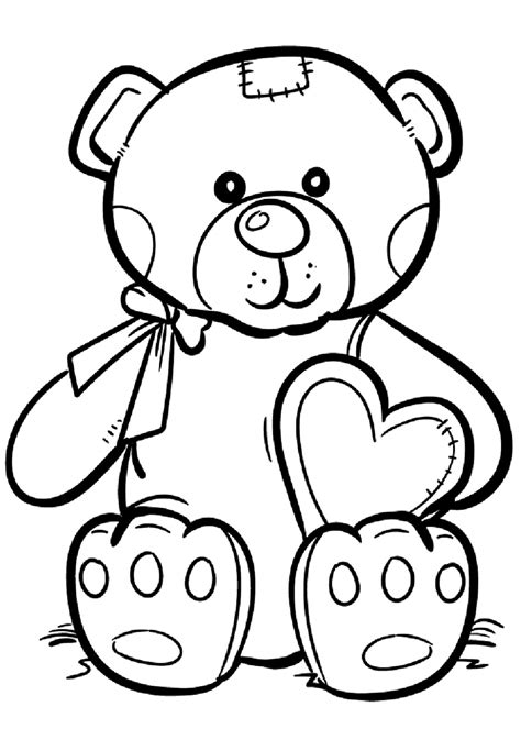 Drawing Teddy Bear With Heart coloring page - Download, Print or Color ...
