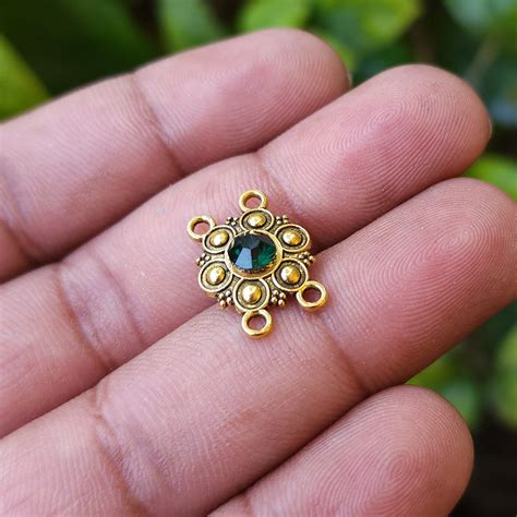 10 PIECES PACK' APPROX SIZE 15x12 MM GOLD OXIDIZED STONE CONNECTOR FIN ...