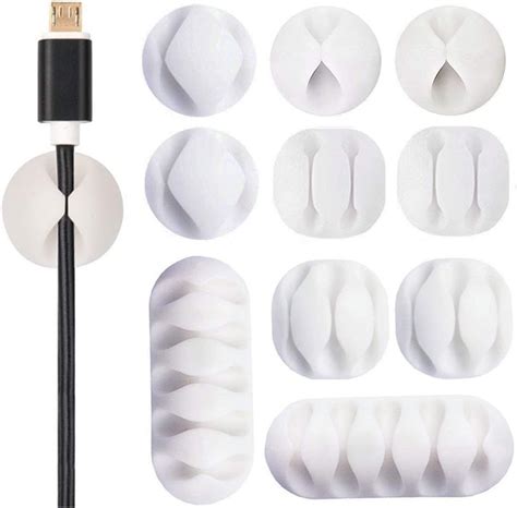 Baskety 10pack Cable Clips Desktop Cord Organizer,Cable Management ...