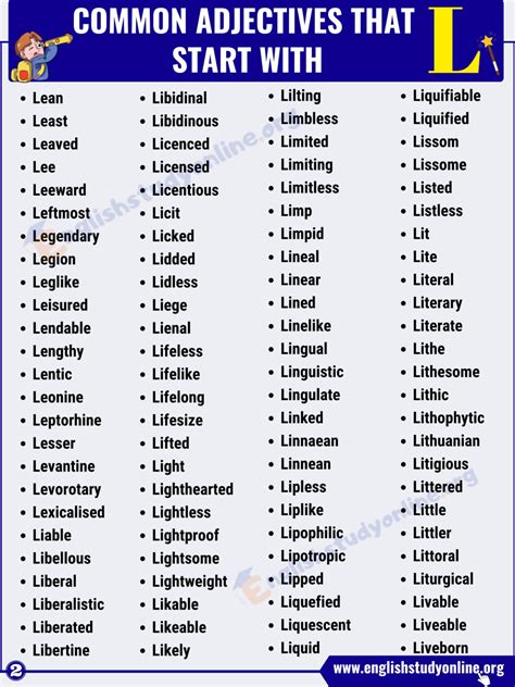 Adjectives That Start with L in English (Common & Advanced Lists ...