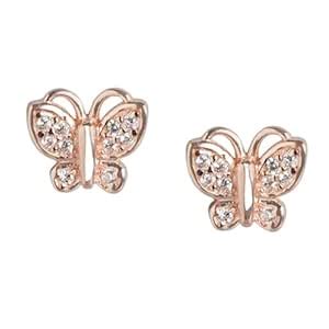 ZAVYA 925 Sterling Silver Cubic Zirconia Butterfly Rose Gold Plating ...