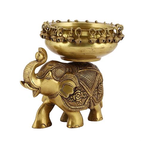 Buy Jaszz Art Brass Elephant Urli Bowl with Bells (10 Inches and 3 Kg ...