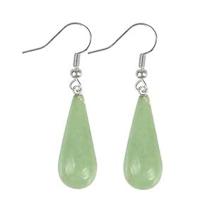 Buy Crystu Green jade Drop Shape Earrings Studs | Green jade Tops For ...