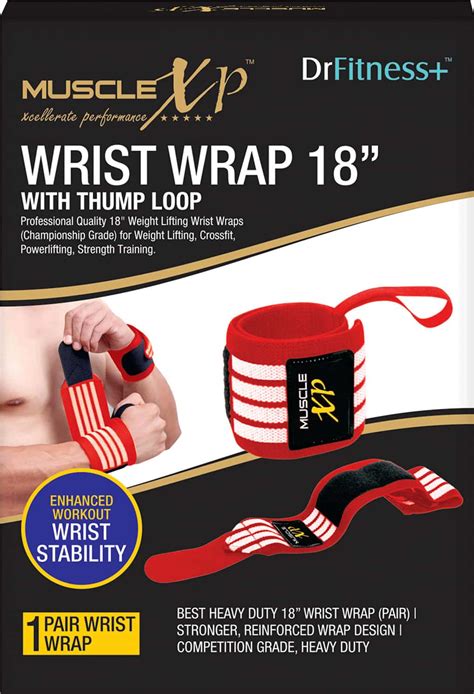 Buy MUSCLEXP DRFITNESS+ WRIST BAND 18" WITH THUMB LOOP SUPPORT STRENGTH ...