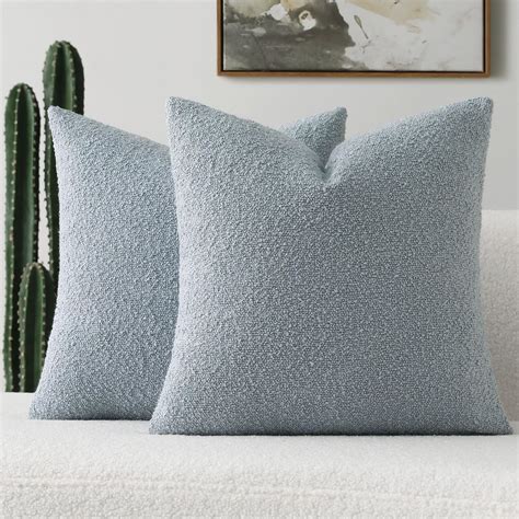 Amazon.com: FUTEI Pack of 2 Dusty Blue Decorative Throw Pillow Covers ...
