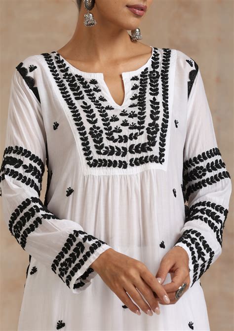 Adila Muslin Straight Kurta Online - Embroidered Chikankari Kurta ...