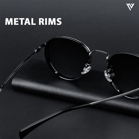 Captain | Black and Silver Polarized Round Sunglasses - PMG3982