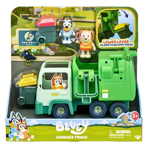 Bluey Garbage Truck - 2.5" Bluey and Bin Man poseable Figures with ...