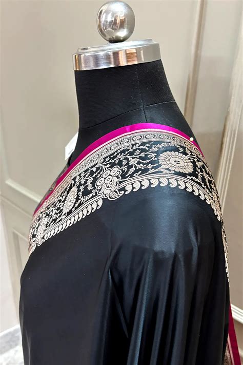 Black Plain Katan Silk Banarasi Saree – Mohsin Textiles