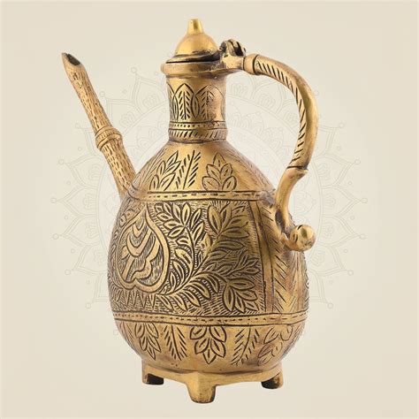 Pure Brass Engraved Surahi - Traditional Artistry