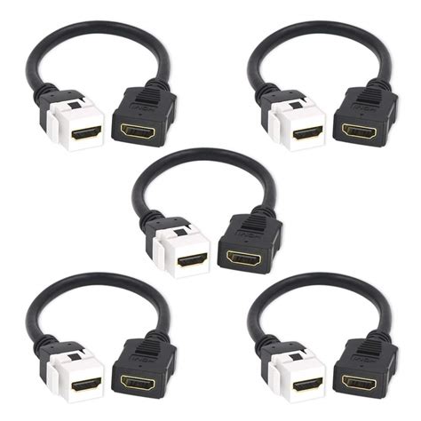 VCE 5 Pack HDMI Keystone Jack Adapter HDMI Female to Female Pigtail ...