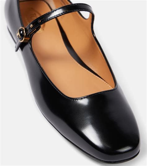 Polished leather Mary Jane flats in black - Tods | Mytheresa