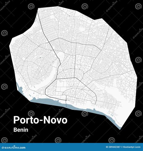 Porto-Novo Map, Capital City Of Benin. Municipal Administrative Area Map With Rivers And Roads ... - country capital porto novo