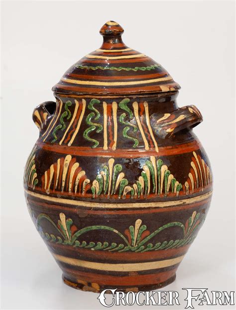 Outstanding Alamance County, North Carolina Redware Lidded Sugar Jar ...