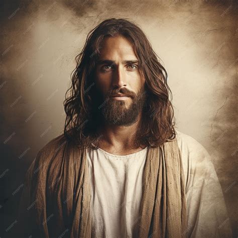 Premium AI Image | jesus with long hair and beard