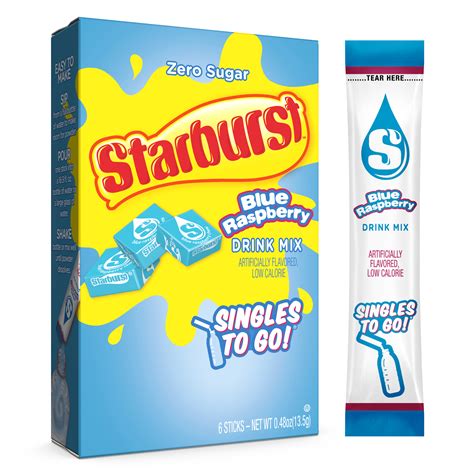 Starburst Water Flavoring Blue Raspberry Singles-to-Go, Zero Sugar, 6 ...