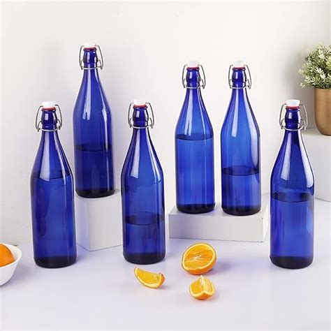 Cello Aquaria Glass Water Bottle, 6 Pieces, 1 Litre, Blue : Amazon.in ...