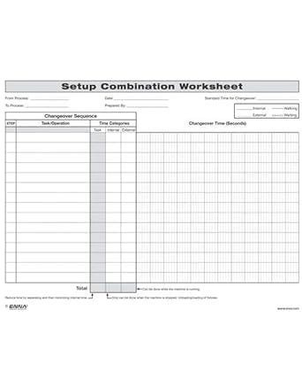 Buy Quick Changeover: Setup Combination Worksheet: Setup Combination ...