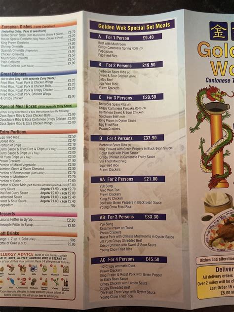 Menu at The Golden Wok restaurant, Birmingham, 343 Chester Rd