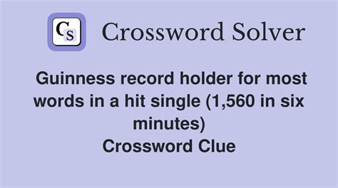 Guinness record holder for most words in a hit single (1,560 in six ...