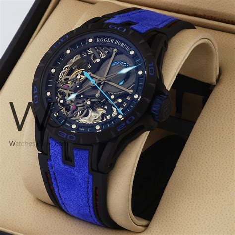 ROGER DUBUIS WATCH BLACK WITH rubber blue BELT – Watches Prime