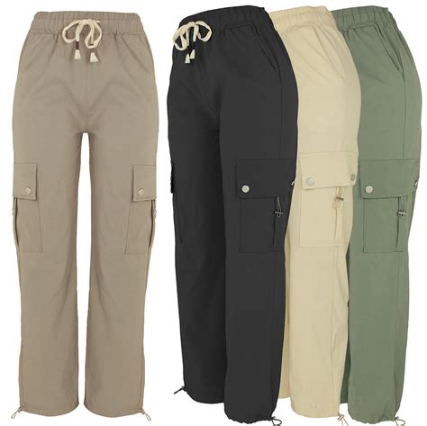 Women's Cargo Pants, Lightweight Stretch Pants with Drawstring Elastic ...