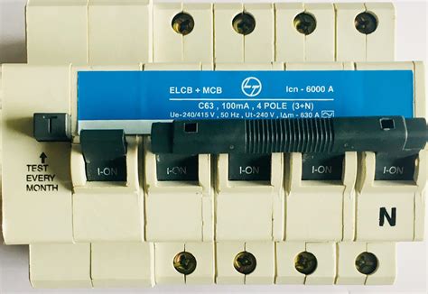 L&T ELCB + MCBs (RCBO)- 63A, 4 Pole 100mA, 6KA, C Curve : Amazon.in ...