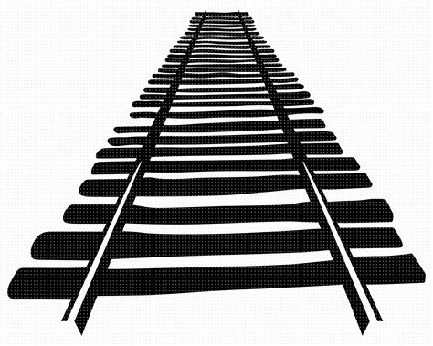 A Clipart Image Of A Railway Track With Wooden Sleepers And Metal Rails ...
