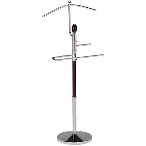 KingsBrandFurniture Wood & Metal Suit Valet Stand Organizer, Walnut ...