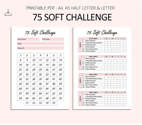 75 Soft Challenge Template Free | Printable AT A GLANCE