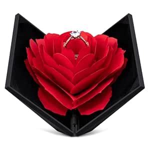 Wislist Rose Flower Ring Box for Men Women Proposal Engagement Ceremony ...