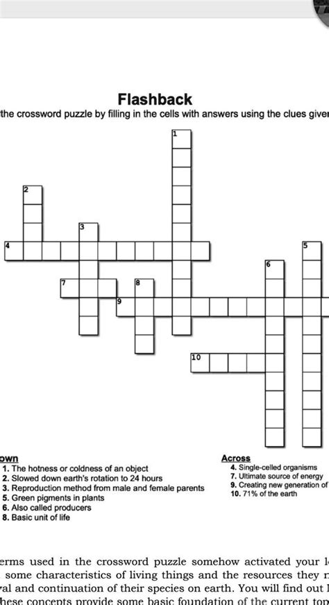 Flashback the crossword puzzle by filling in the cells with answers ...
