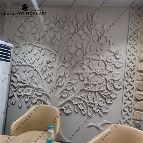 White Stone Tree Of Life Wall 3d Work Wall Hanging Panels – Dharajyot ...