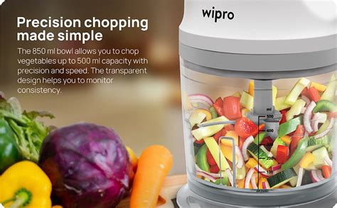 Buy Wipro Vesta Electric Chopper 300 Watt DC Motor |Double Stack SS ...