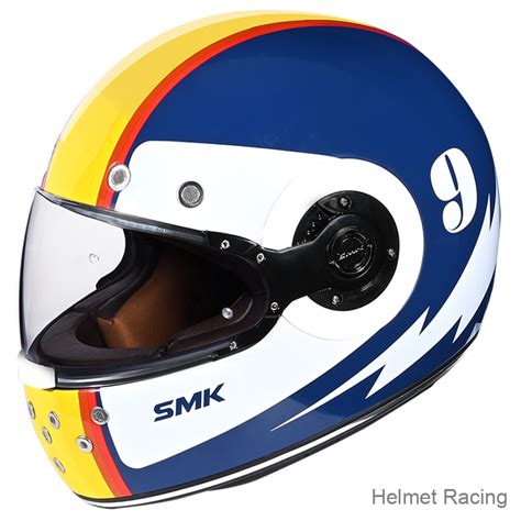 SMK Retro Ranko Electro Blue Gloss (GL514) Helmet – AH Helmets