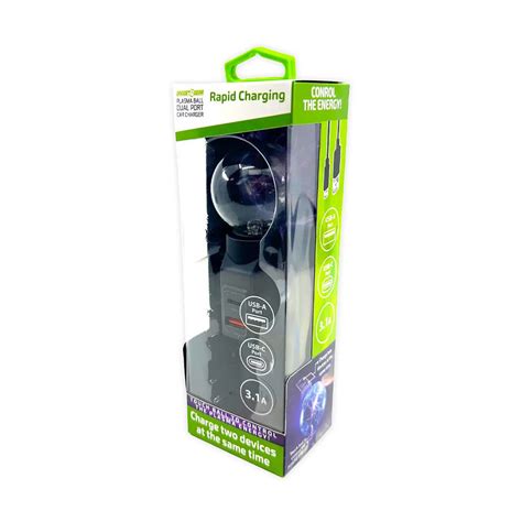 Buy Gadget Gear Plasma Ball Dual Port Car Charger, USB-A and USB-C, 3 ...