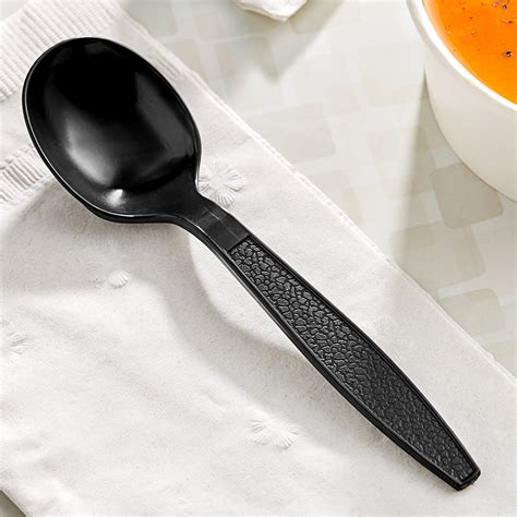 Choice Black Extra Heavy Weight Polystyrene Plastic Soup Spoon - 1,000/Case