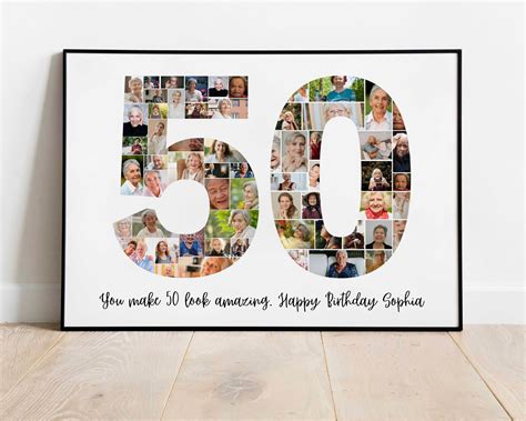 Buy 50th Birthday Photo Collage Template, Personalized 50th Birthday ...