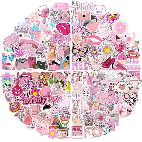 200 PCS Pink Stickers, Aesthetic Stickers, Stickers for Water Bottles ...