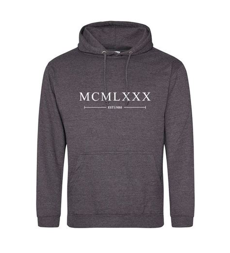 1980 Roman Numerals Hoodie, Cool Birthday Mens or Womens 42nd 43rd 44th ...